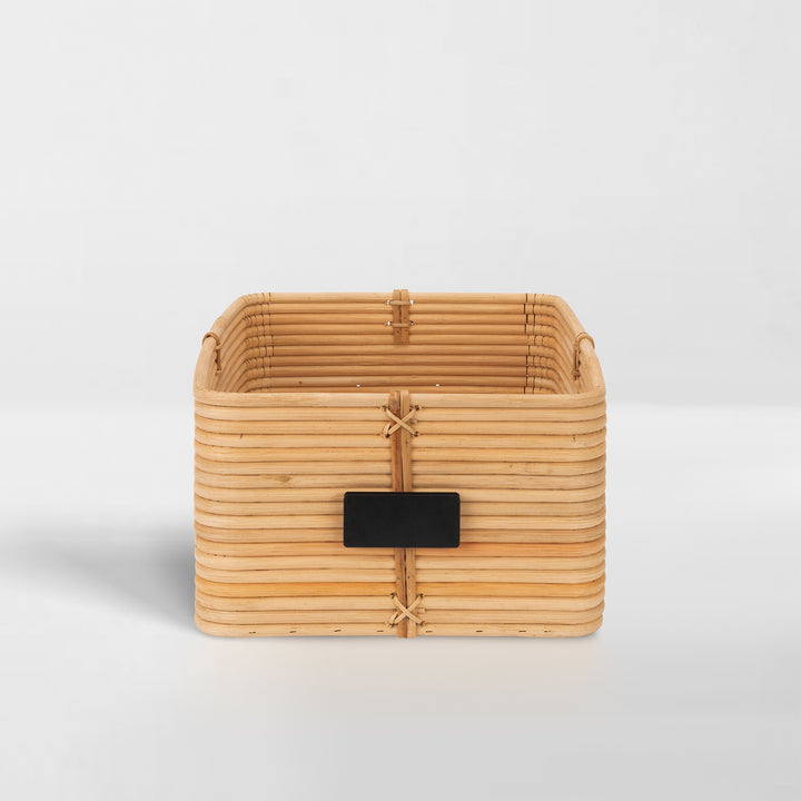 Reeded Rattan Bin