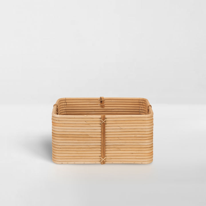 Reeded Rattan Bin