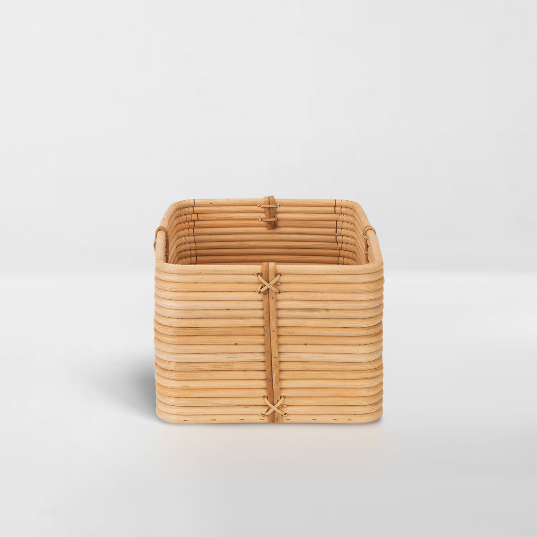 Reeded Rattan Bin