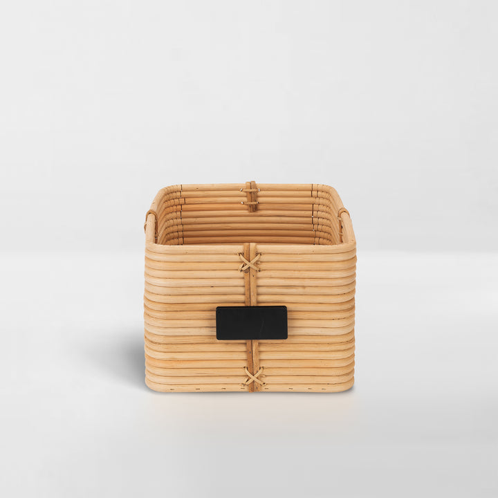 Reeded Rattan Bin