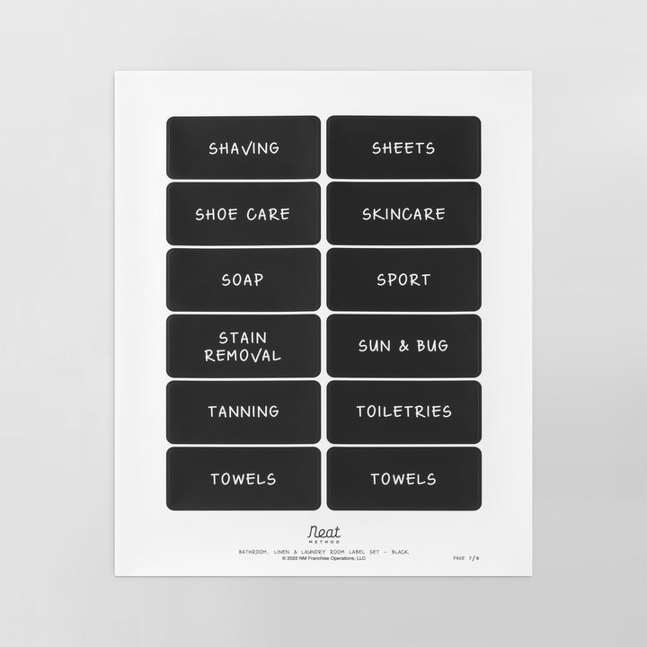 Bathroom, Linen and Laundry Room Label Set