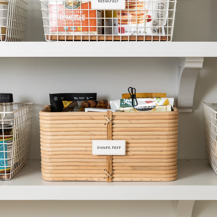 Reeded Rattan Bin